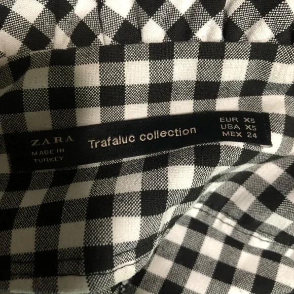 NWOT ZARA High Rise Paperbag Waist Gingham Black & White Plaid Shorts Sz Xs - Picture 13 of 15